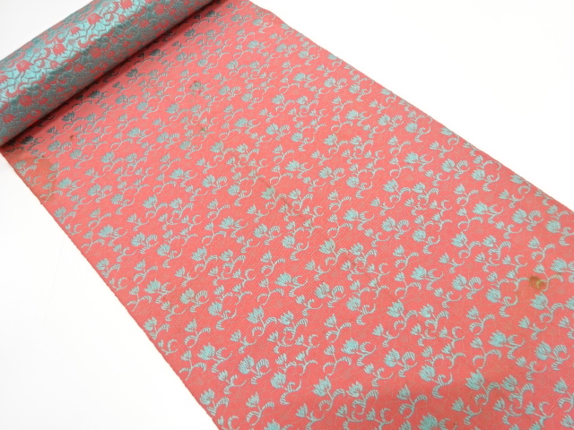 JAPANESE KIMONO / ANTIQUE BOLT FOR HASSUN OBI / SILK / WOVEN FLOWER